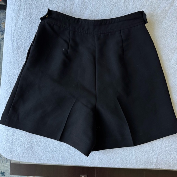 Zara Black High Waist Shorts with Gold Accents flat front side zipper size S - Picture 11 of 11